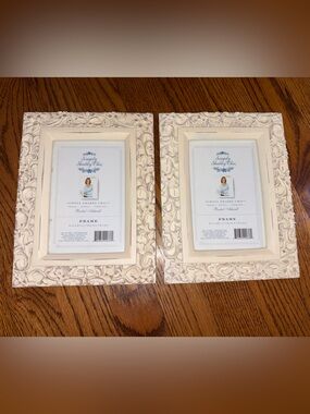 Simply Shabby Chic Floral Cream Beige Distressed Picture Frames 2 two